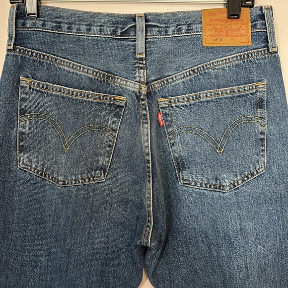 Levi’s 501 S Women 28 Premium Denim Jean Distressed Raw Hem Button Fly Cotton - Picture 11 of 13